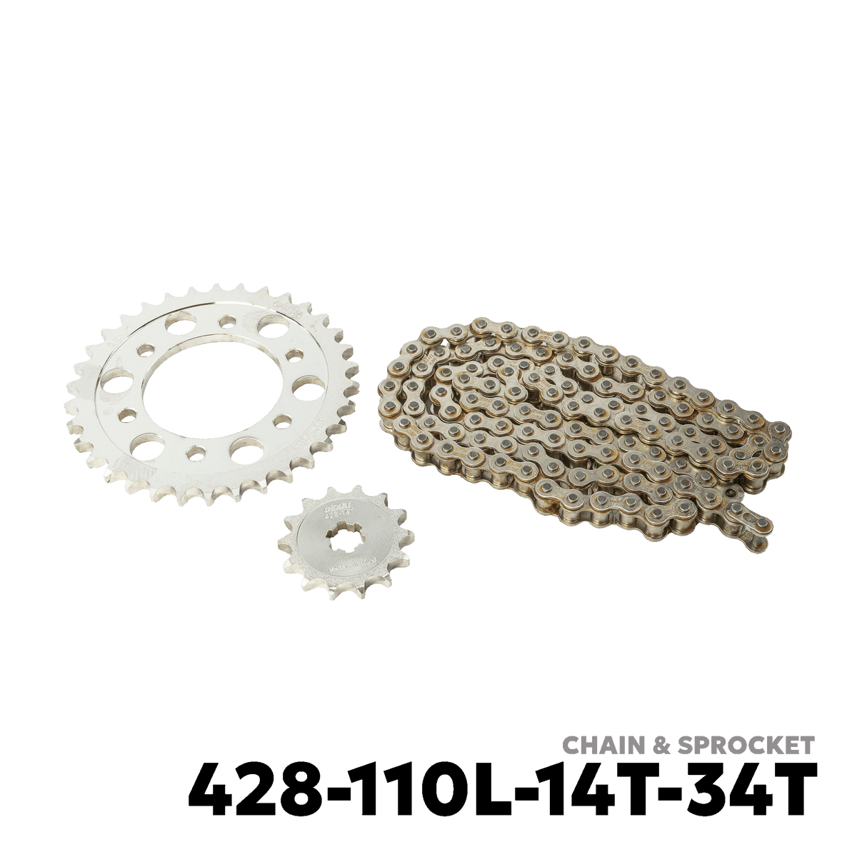 2001 - 2013 HONDA XRM 110 / WAVE 110 / 100R CHAIN & SPROCKET - OSAKI - 428-110L-14T-34T