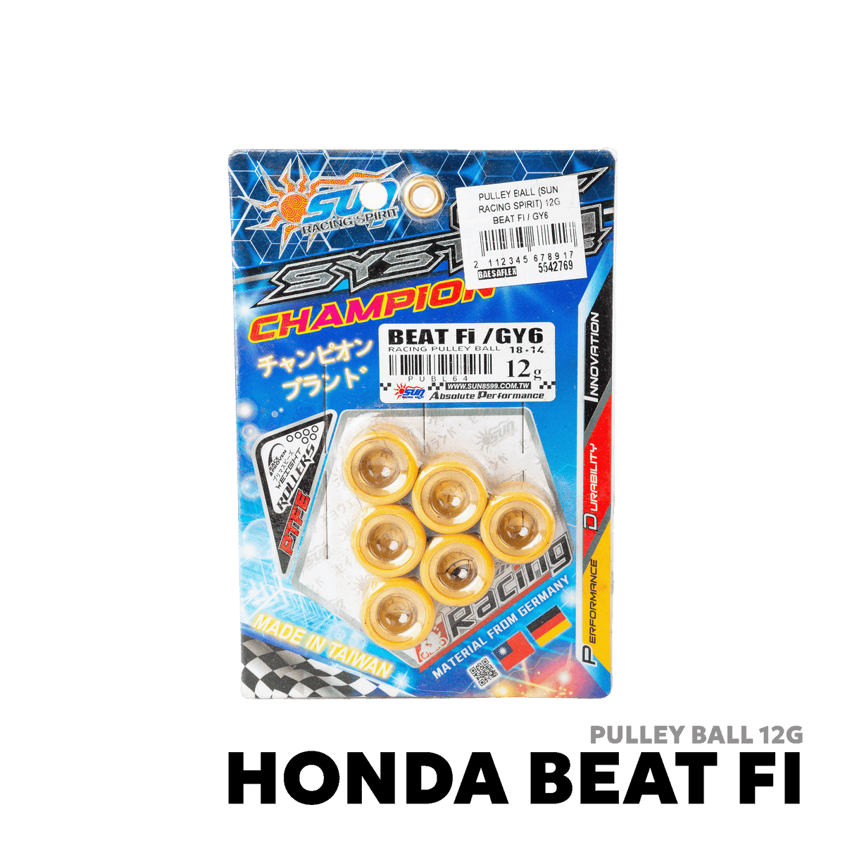 2015 - 2019 HONDA BEAT FI V1 / V2 PULLEY BALL 12G - SUN RACING SPIRIT - HONDA BEAT FI