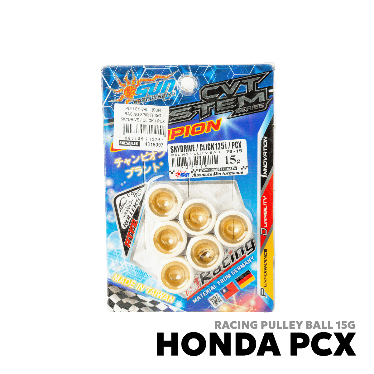 2015 - 2026 HONDA CLICK 125i V1 / V2 / V3 RACING PULLEY BALL 15G - SUN RACING SPIRIT - HONDA PCX