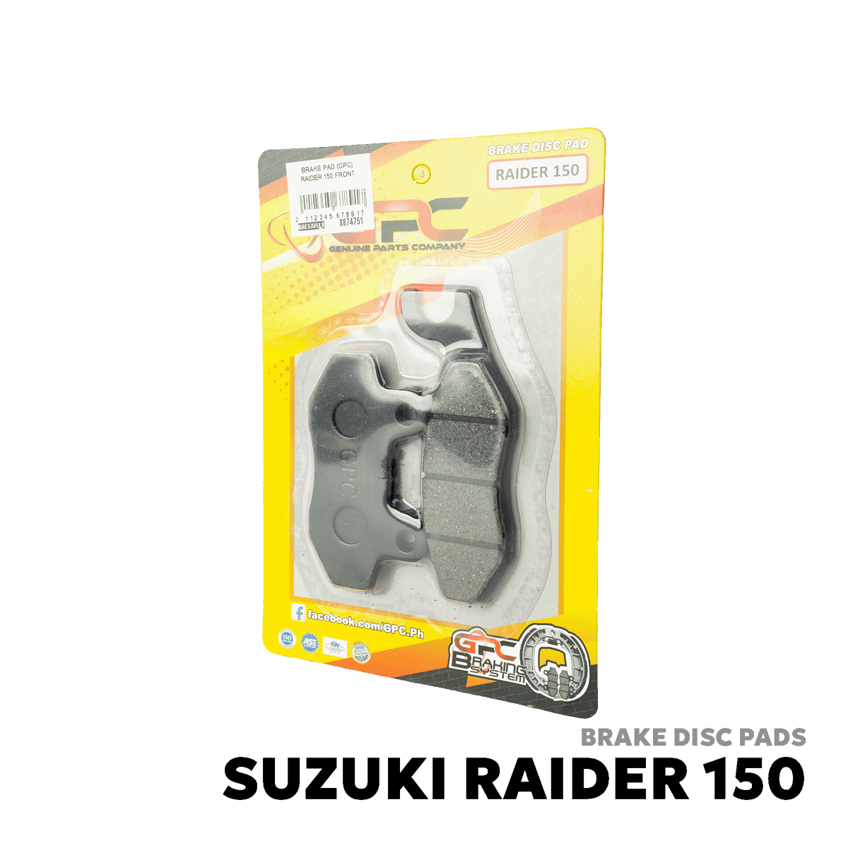 2004 - 2016 SUZUKI RAIDER 150 CARB / NEW BREED / REBORN BRAKE DISC PAD - GPC - RAIDER 150
