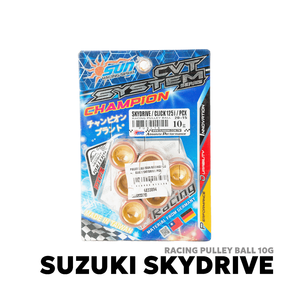 2009 - 2020 SUZUKI SKYDRIVE 125 CARB PULLEY BALL 10G - SUN RACING SPIRIT - SUZUKI SKYDRIVE