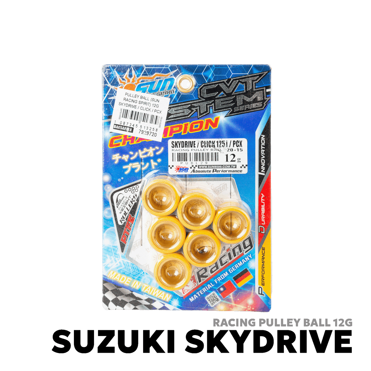 2009 - 2020 SUZUKI SKYDRIVE 125 CARB PULLEY BALL 12G - SUN RACING SPIRIT - SUZUKI SKYDRIVE
