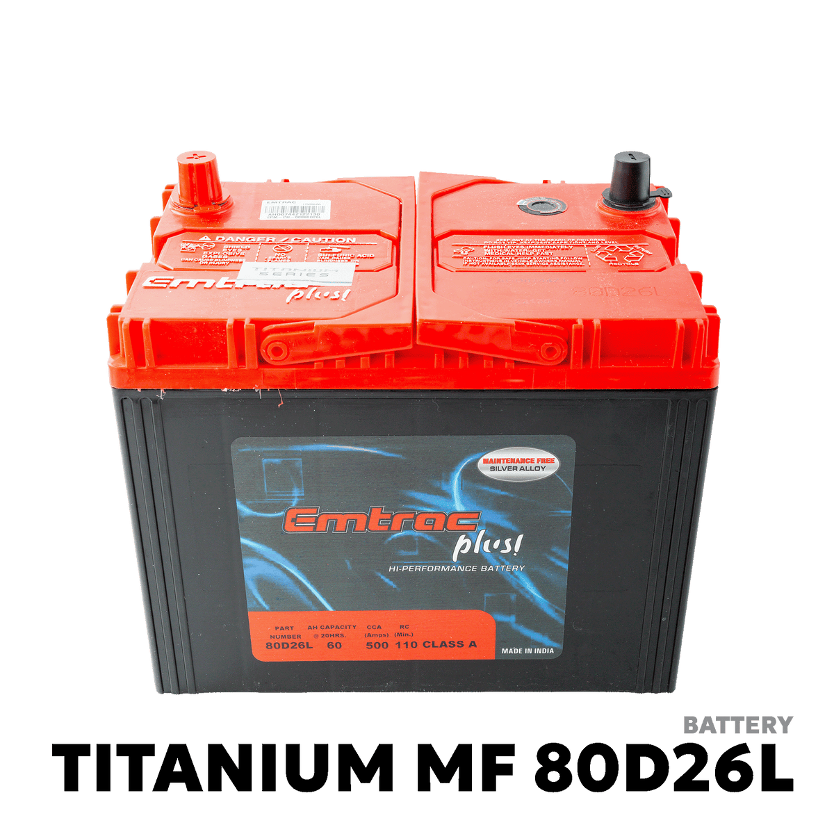 2005 - 2015 TOYOTA INNOVA GAS BATTERY - EMTRAC PLUS - TITANIUM MF 80D26L