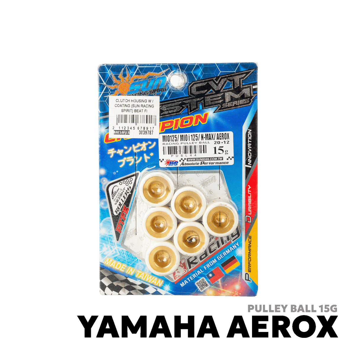 2017 - 2026 YAMAHA AEROX 155 V1 / V2 / Y-CONNECT PULLEY BALL 15G - SUN RACING SPIRIT - YAMAHA AEROX