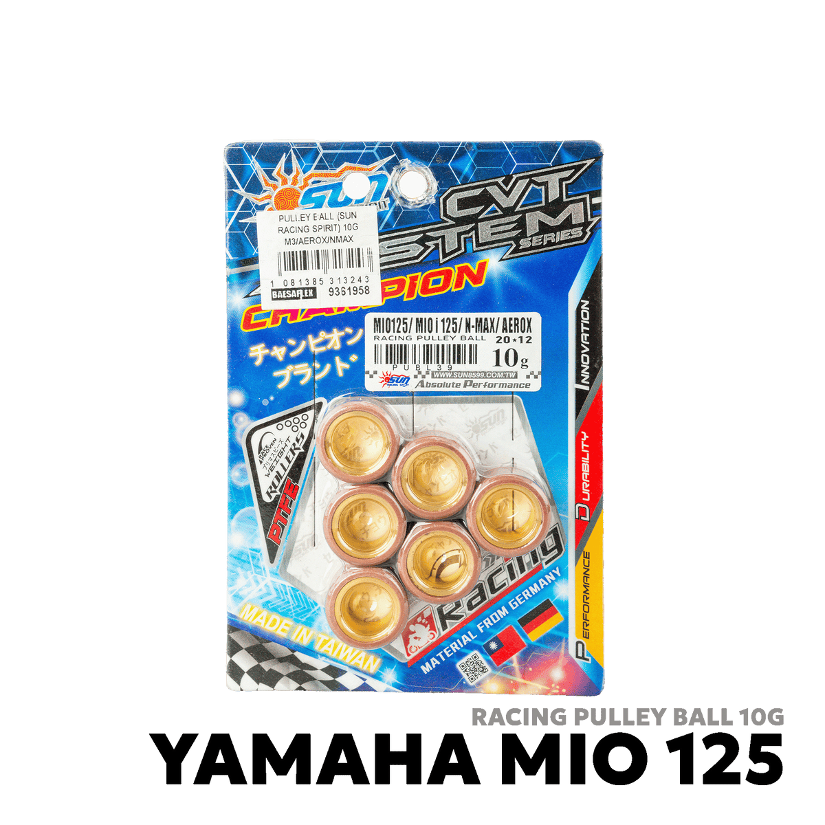 2017 - 2026 YAMAHA AEROX 155 V1 / V2 / Y-CONNECT PULLEY BALL 10G - SUN RACING SPIRIT - YAMAHA MIO 125