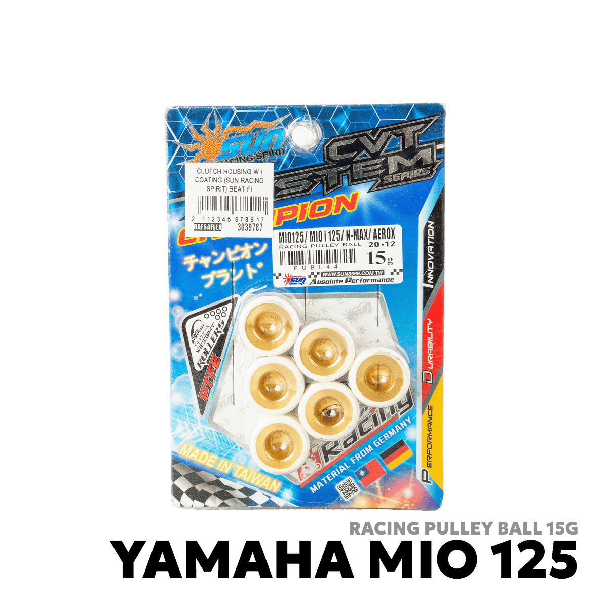 2017 - 2026 YAMAHA AEROX 155 V1 / V2 / Y-CONNECT PULLEY BALL 15G - SUN RACING SPIRIT - YAMAHA MIO 125