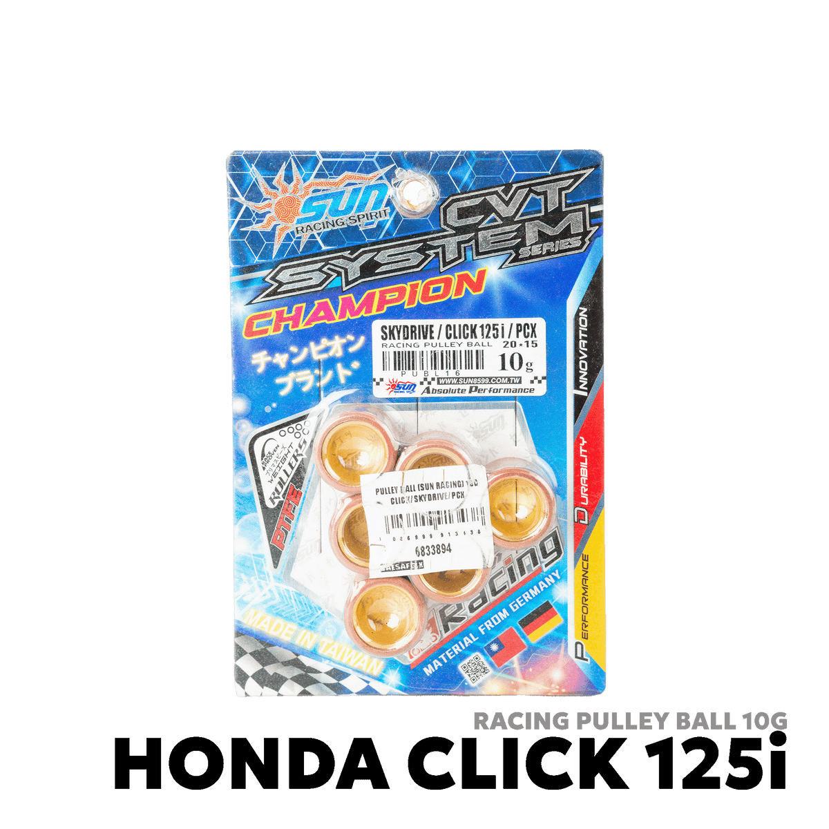 2015 - 2026 HONDA CLICK 125i V1 / V2 / V3 RACING PULLEY BALL 10G - SUN RACING SPIRIT - CLICK 125