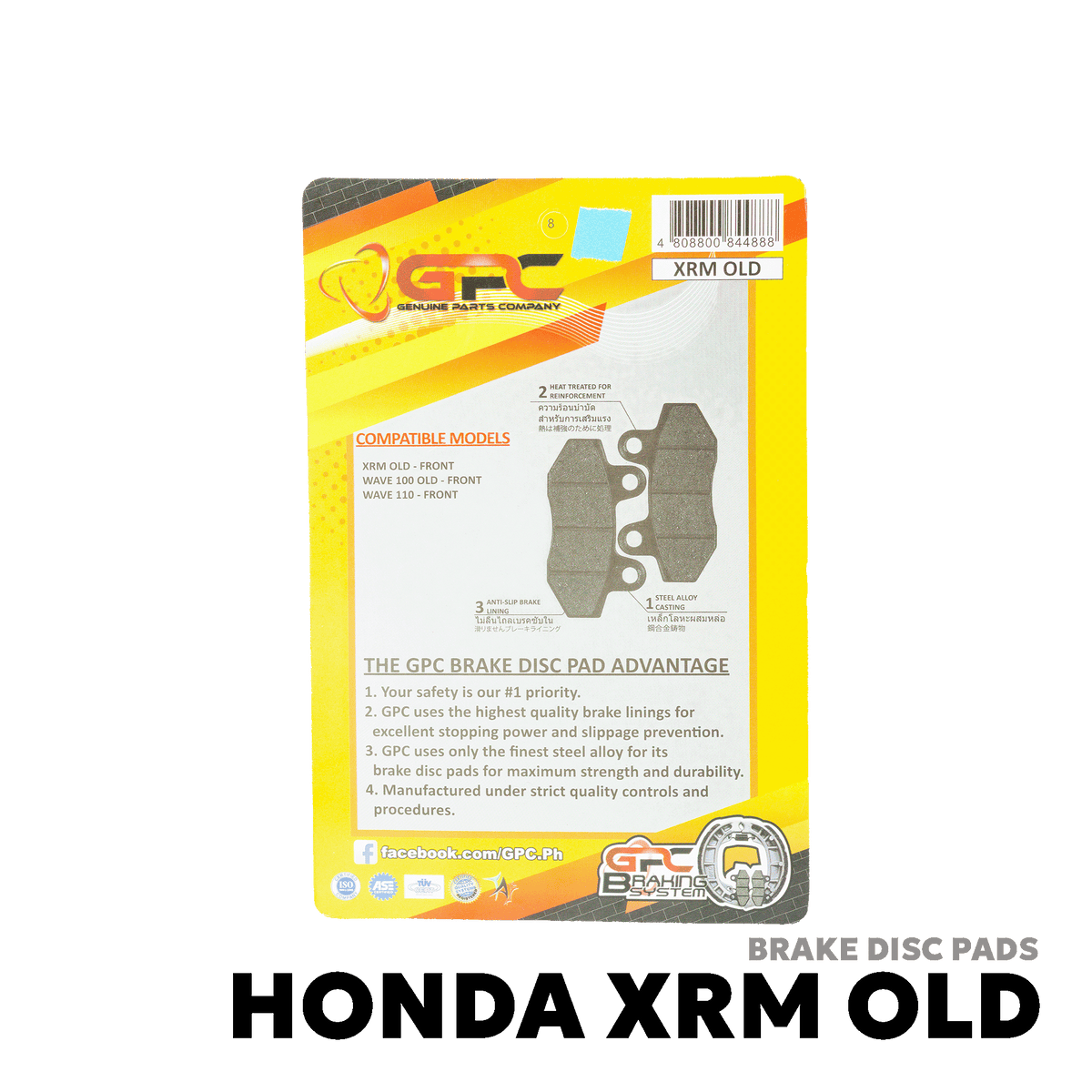 2001 - 2006 HONDA XRM 110 BRAKE DISC PAD - GPC - XRM OLD