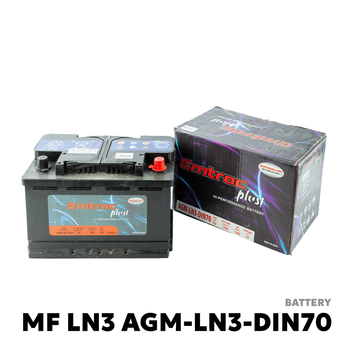 2022 - 2026 FORD EVEREST NEXT-GEN / SPORT 4X2 BATTERY - EMTRAC PLUS - AGM-LN3-DIN70