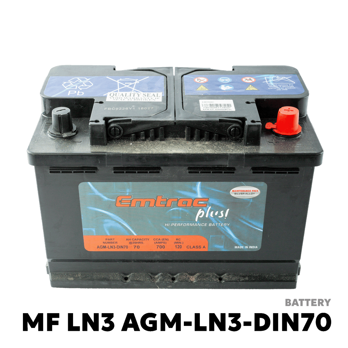 2022 - 2026 FORD EVEREST NEXT-GEN / SPORT 4X2 BATTERY - EMTRAC PLUS - AGM-LN3-DIN70
