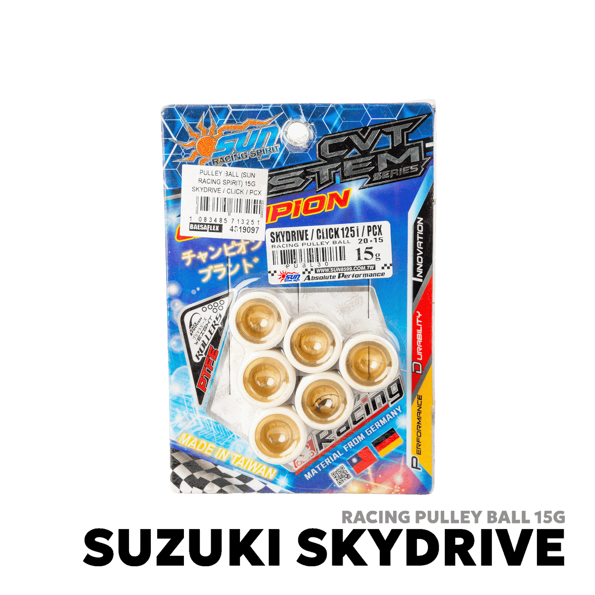 2009 - 2020 SUZUKI SKYDRIVE 125 CARB / FI PULLEY BALL 15G - SUN RACING SPIRIT - SUZUKI SKYDRIVE