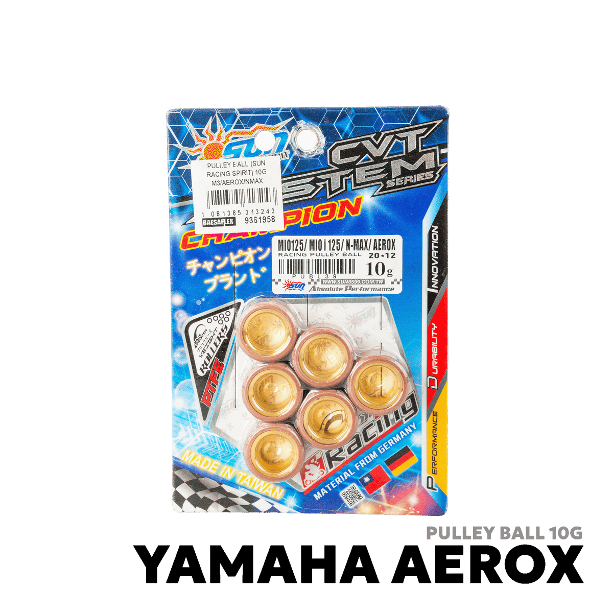 2017 - 2026 YAMAHA AEROX 155 V1 / V2 / Y-CONNECT PULLEY BALL 10G - SUN RACING SPIRIT - YAMAHA AEROX