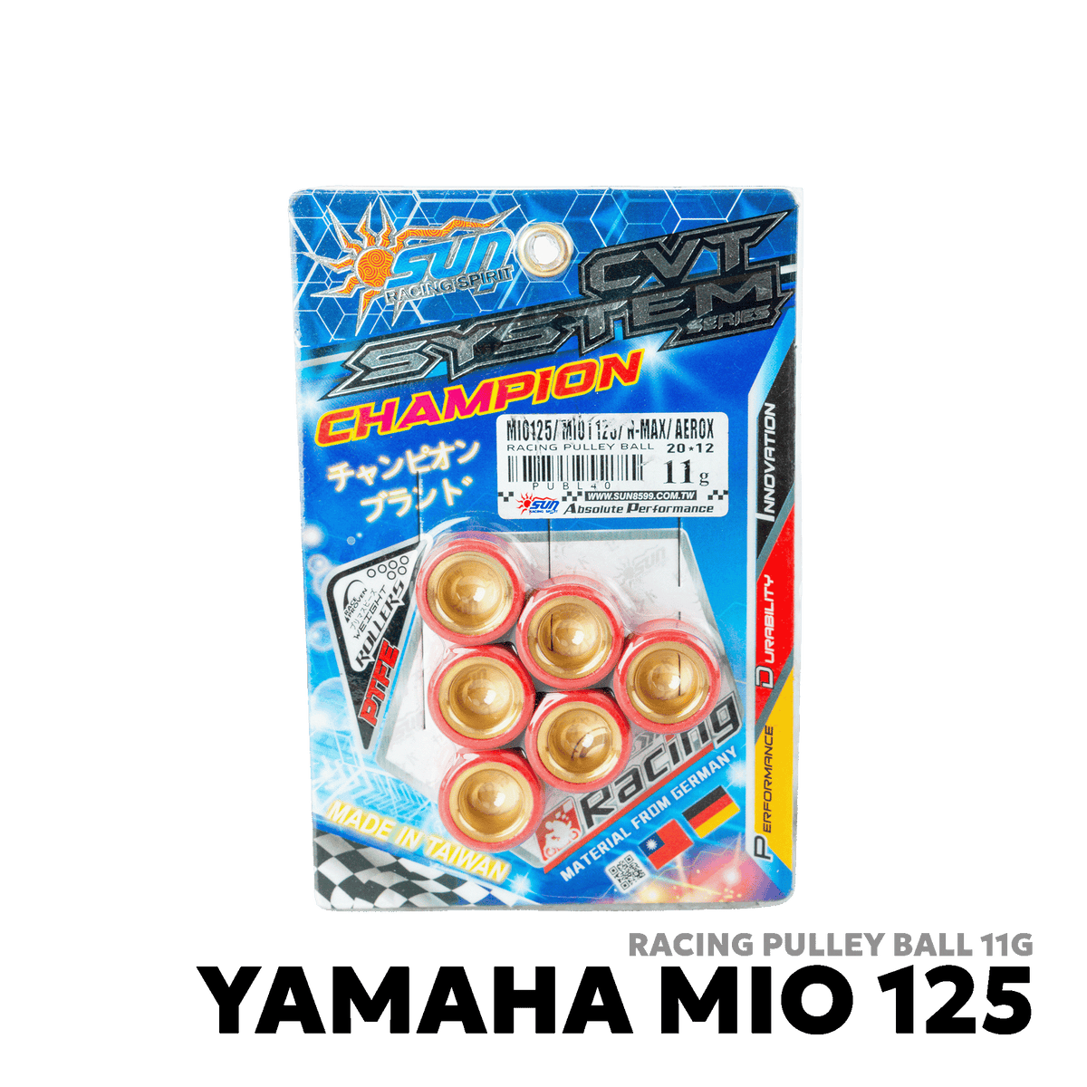 2017 - 2026 YAMAHA AEROX 155 V1 / V2 / Y-CONNECT PULLEY BALL 11G - SUN RACING SPIRIT - YAMAHA MIO 125